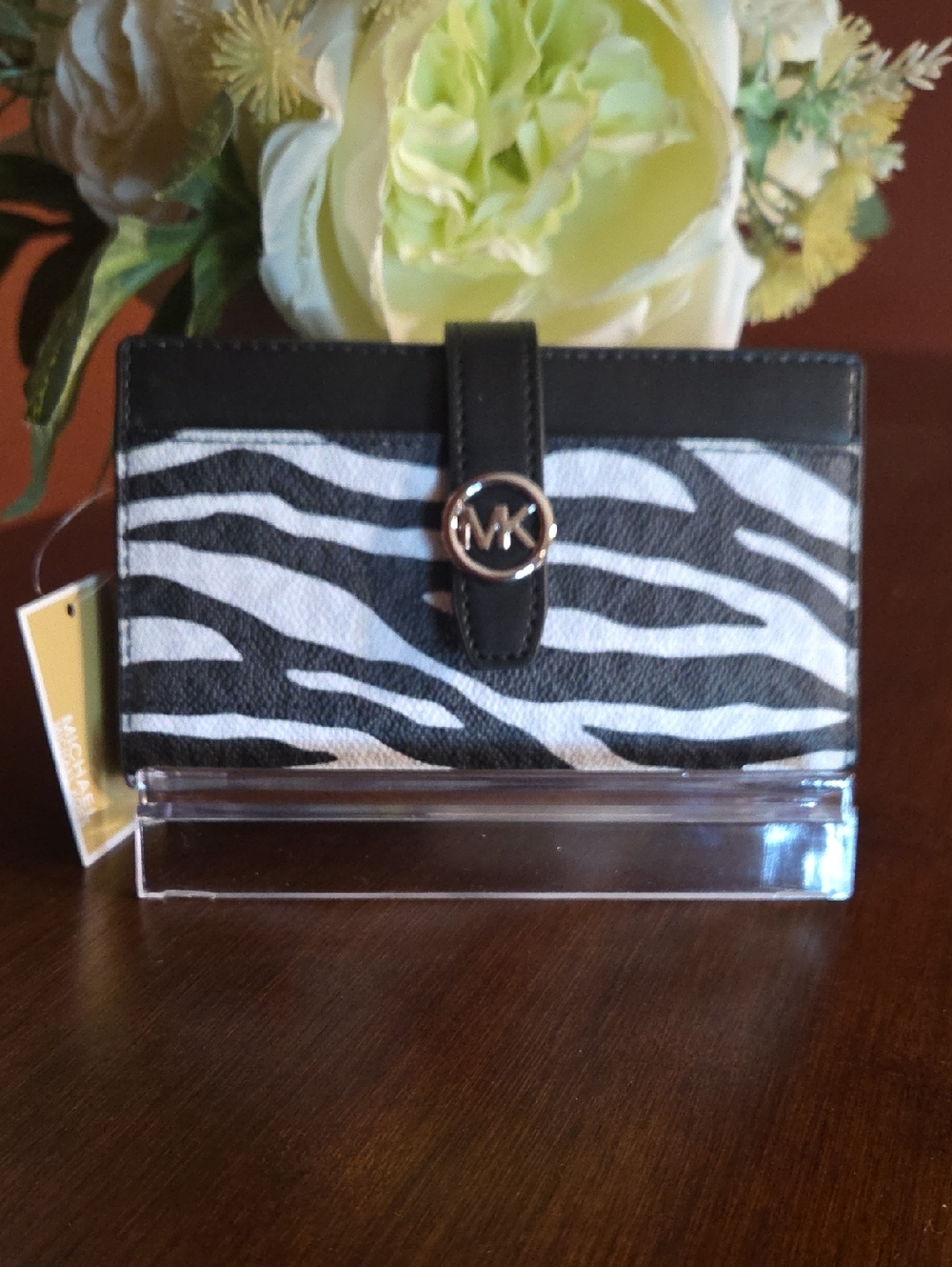 Michael Kors Greenwich Zebra Signature Logo Bi-fold Wallet NWT